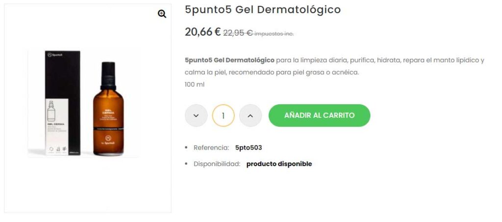 5punto5 gel dermatologico para acné o pile grasa e imperfecciones
